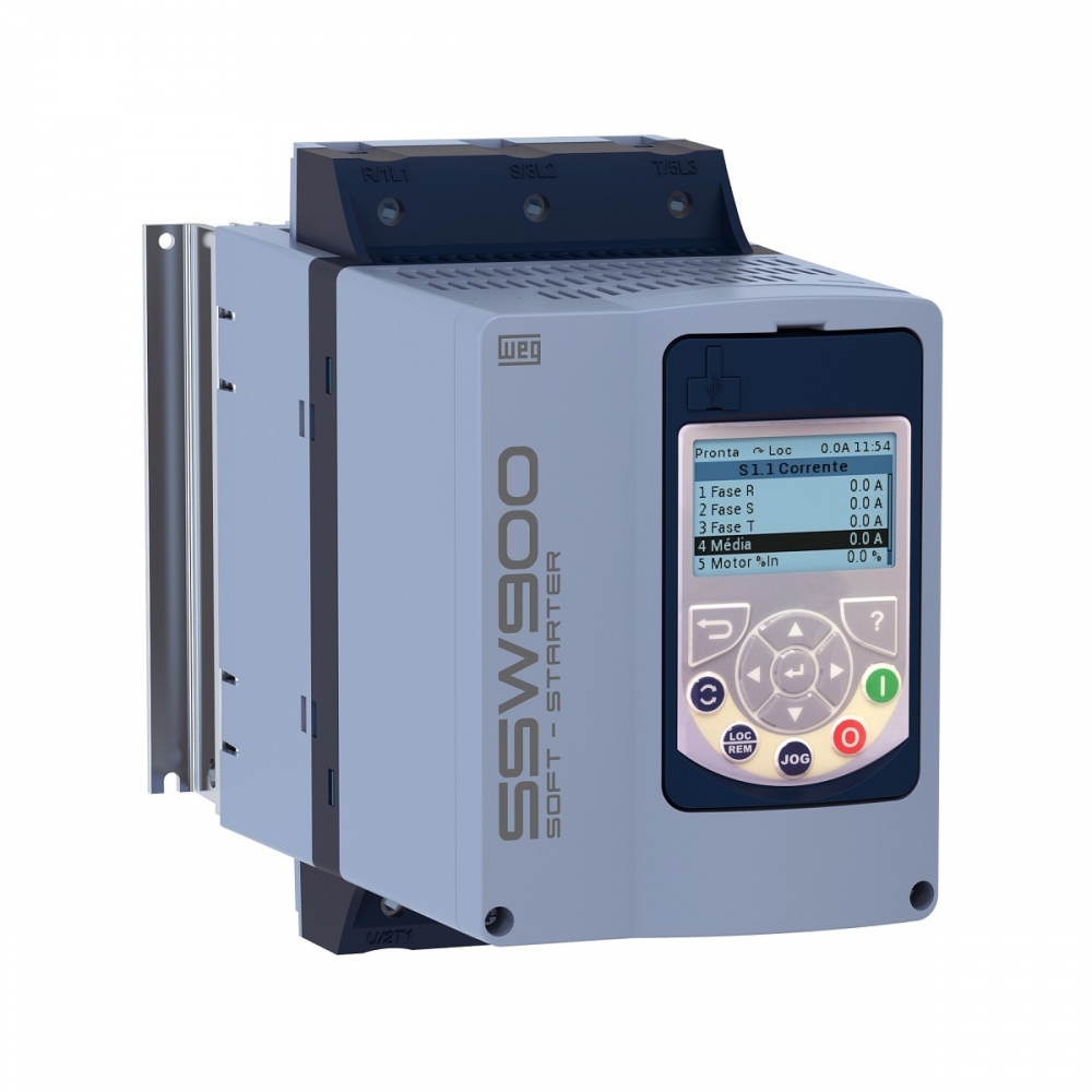 SOFT-STARTER TRIFÁSICA 45A, 220-575V, 15CV, 11KW, MODELO SSW900-B0045-T5E2, FAB. WEG.