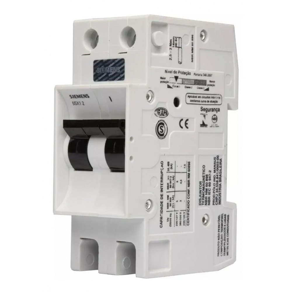 DISJUNTOR BIPOLAR, 20A, B, MODELO 5SX1 220-6, FAB. SIEMENS.