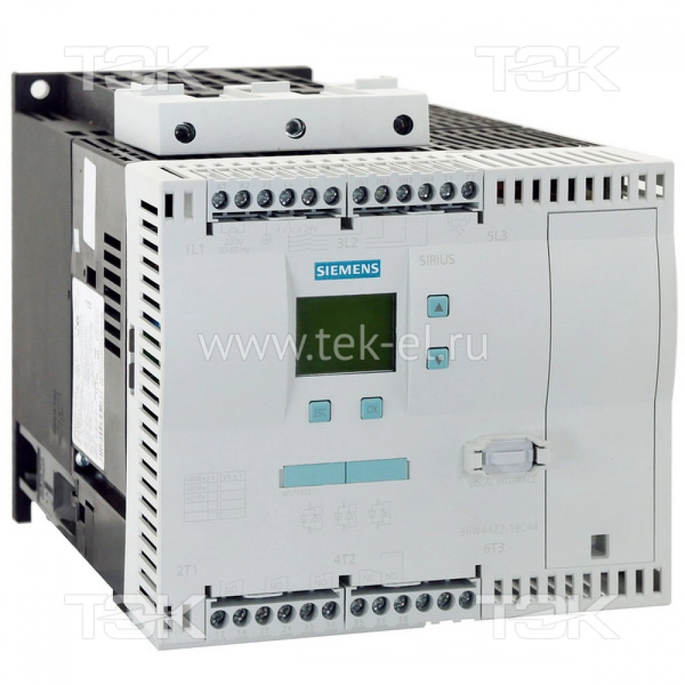 SOFT-STARTER, 29A, MODELO 3RW44 22-1BC44, LINHA 3RW44, FAB. SIEMENS.