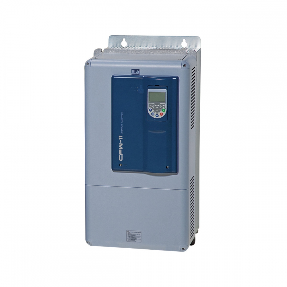 INVERSOR DE FREQUÊNCIA, TRIFÁSICO, CORRENTE NOMINAL 105A, 75CV, 380VCA, MODELO CFW11-0105-T4SZ, FAB. WEG.