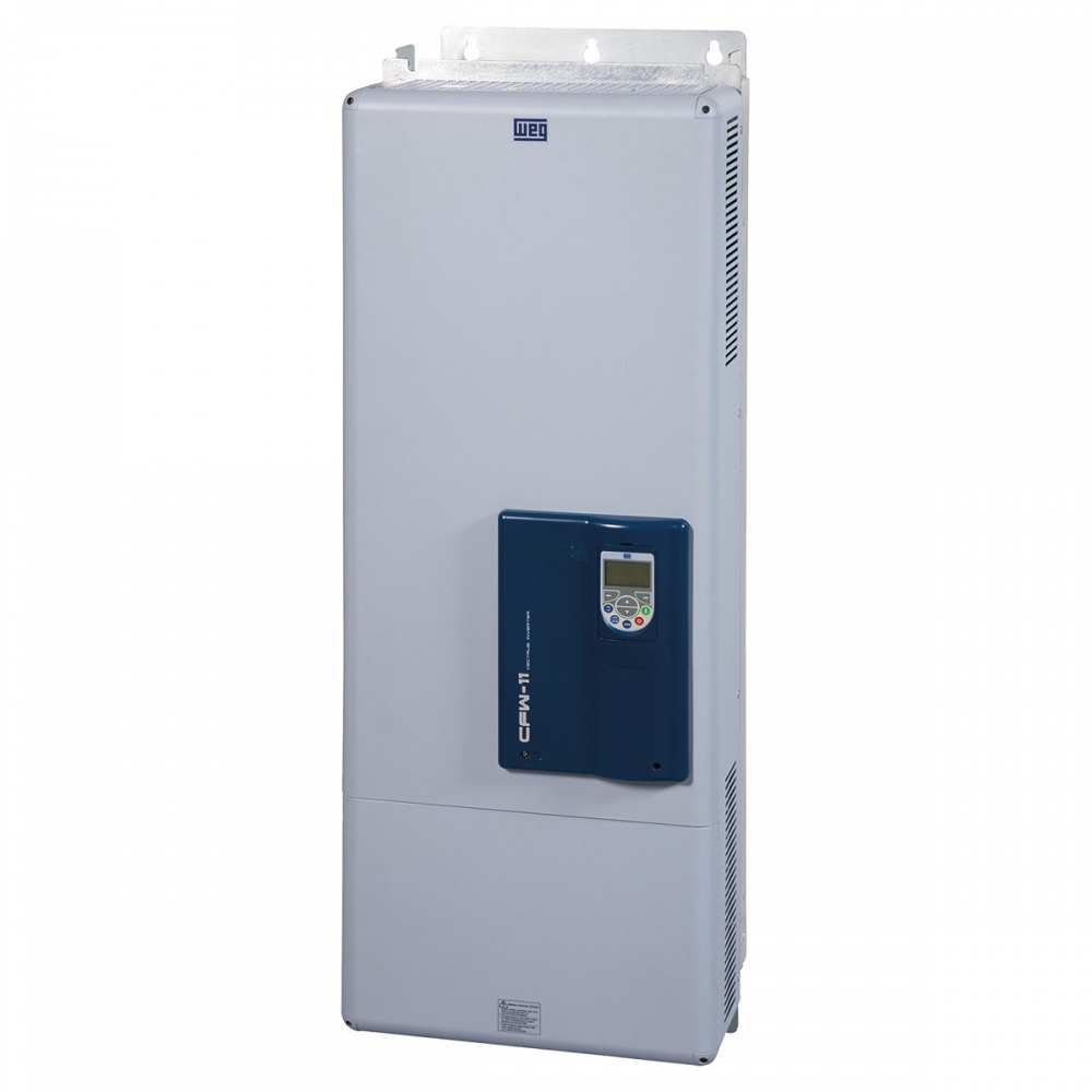 INVERSOR DE FREQUÊNCIA, TRIFÁSICO, CORRENTE NOMINAL 370A, 270CV, 380VCA, MODELO CFW11-0370-T4SZ, FAB. WEG.